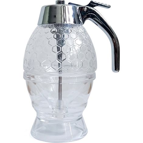 Distributeur de sirop de miel étanche, récipient à miel, pot à miel avec support, magnifique bouteille à miel en forme de nid d'abeille. (1/4)