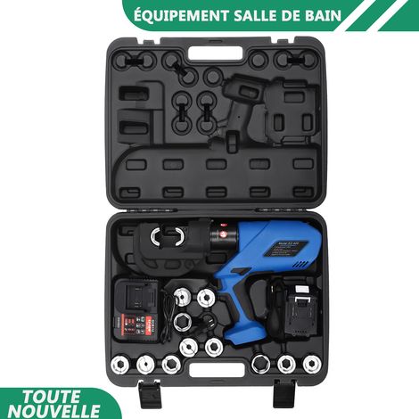WAOBDLA 16-400mm² Pince de sertissage hydraulique rechargeable 120KN Kit de pince hydraulique électrique d'outil de sertissage alimenté par batterie (1/5)