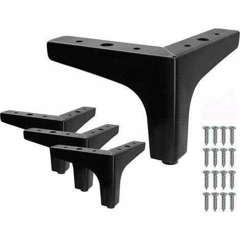 Set de 4 Pieds de Lit en Métal en Forme de Triangle - Noir, Hauteur de 10cm (1/4)