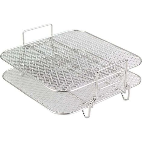 Grille Empilable 2 Étages en Acier Inoxydable pour Air Fryer 4.2 à 5.8 QT Four Vapeur Cuiseur Cuisine