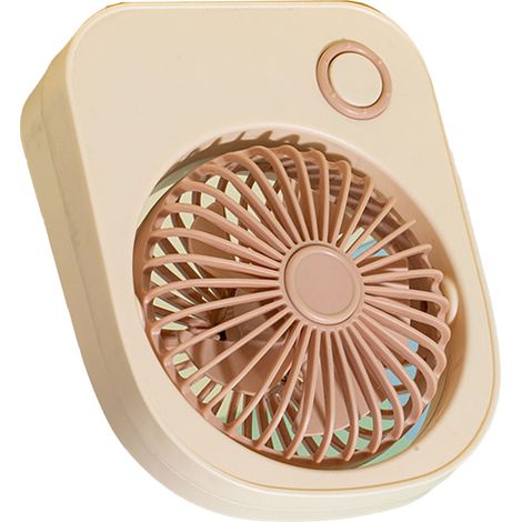 Petit ventilateur de bureau portable avec direction du vent réglable jusqu'à 115 degrés, joli petit ventilateur pour étudiants, beige (1/5)