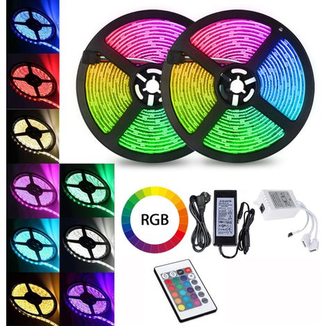 Hengda 1m Set di strisce LED. RGB LED Stripe 5050 SMD. LED Strip 30 LED. LED non impermeabili (IP20). con telecomando a 24 pulsanti (1/5)