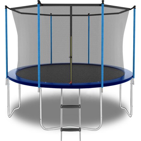 Trampoline extérieur 8 pieds avec filet de sécurité bleu et échelle, capacité 181 kg (1/5)