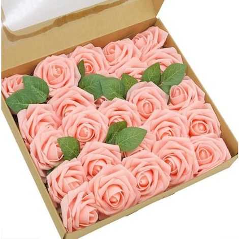 25er-Packung realistische künstliche Rosen mit Stiel für Brautsträuße
