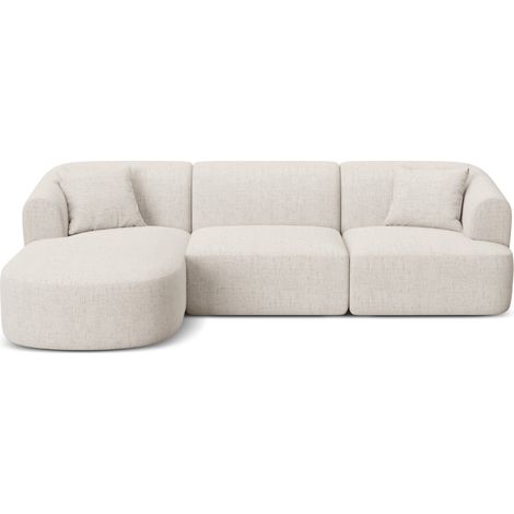 Canapé d'angle gauche 4 places tissu structurel beige clair (1/5)