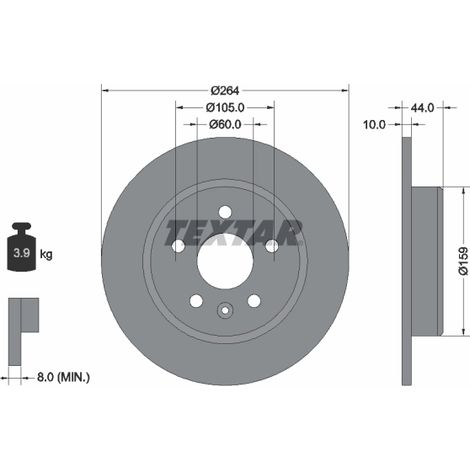 Lot de 2 Disques de frein Textar 92275303 BUICK (SGM) 13509119 13514610 13514611