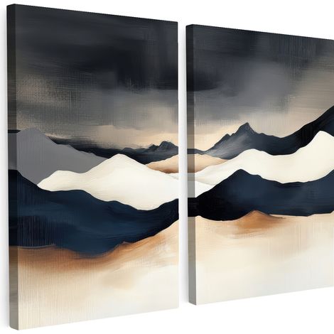 QUADRO SU TELA Set di 2 Paesaggio - Astratto - Moderno 80x60 cm (1/5)