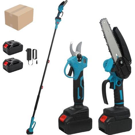 Outil de taille télescopique, sécateur électrique 3-en-1, tronçonneuse de 6 pouces, 2 Ensemble de Batteries (1/2)