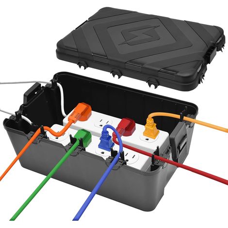 Grand Boite Etanche Electrique Exterieur, (32x21x13cm) Boitier Etanche IP54 Coffret Electrique Résistant aux Intempéries Pour Multiprise Extérieure, Rallonges, Fiches Coudées (1/5)
