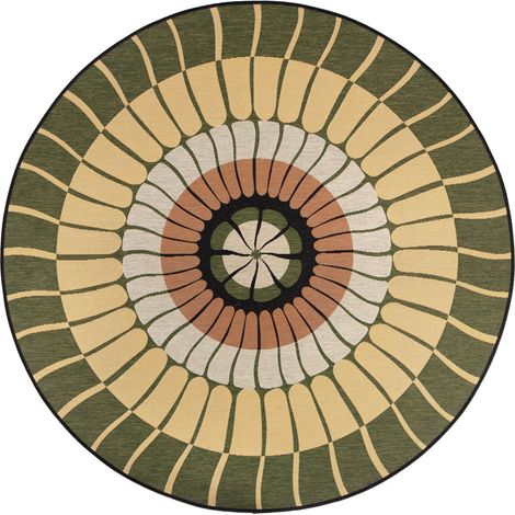 VIVARAISE - Tapis extérieur Zeno Vivaraise - Tapis rond en polypropylène, diamètre 200 cm, couleur bois cèdre (1/5)