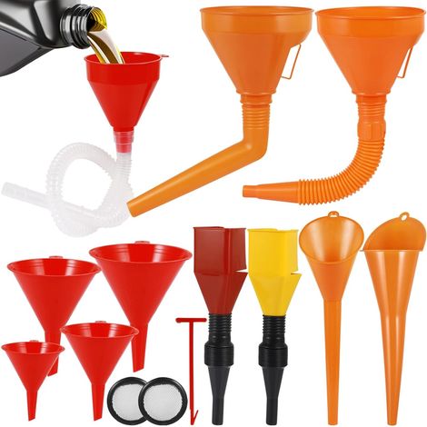 11 Pieces Universal Fuel Funnel Petrol Multifunctional Engine Oil Funnel with Hose and Removable Spout, Car Funnel for Motorcycle Engine Automotive (1/5)