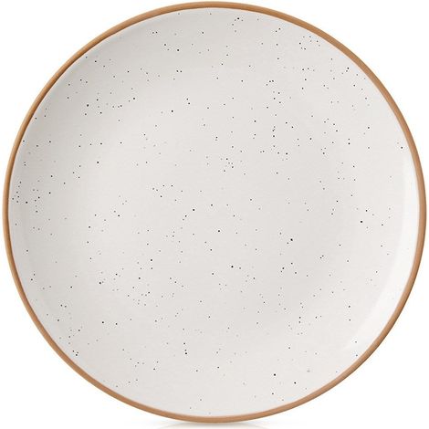Plato llano de cer谩mica beige, 27 cm (1/4)