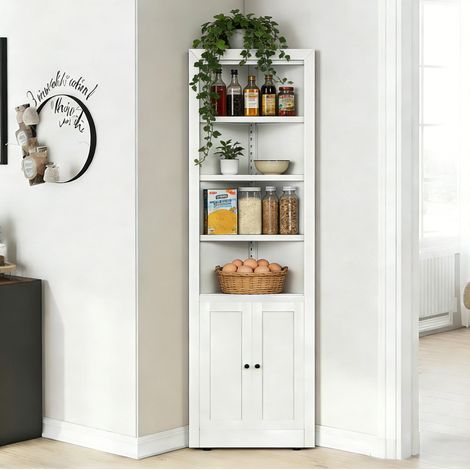 Armario esquinero metálico blanco 50,8 x 25,4 x 180,3 cm con 2 puertas - CHICFURN (1/5)