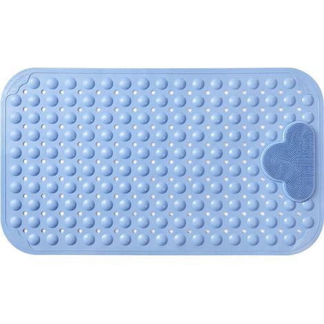 Rutschfeste Duschmatte 70 x 40 cm, Massage-Badematte, Badematte mit Abflusslöchern und Saugnäpfen – Blau