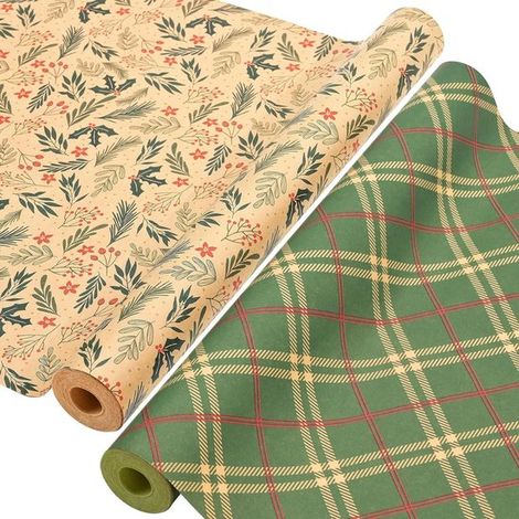 2 Rollen Weihnachtsgeschenkpapier aus Kraftpapier (43 x 300 cm) (1/5)