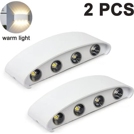 8W Applique Murale LED Intérieur Extérieur Moderne Lampe Murale Blanche Lumière Haut Bas IP65 Étanche en Aluminium Éclairage pour Escalier Salon Chambre Couloir, Blanc Chaud (1/4)