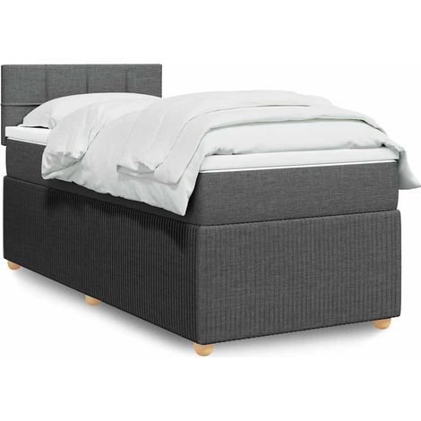 Boxspringbett mit Matratze Dunkelgrau 80x200 cm Stoff