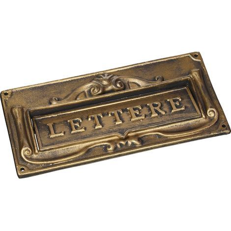 1 - Boîte aux lettres - Alliage aluminium et zinc - Finition laiton - Inscription Lettere - Extérieur - Bronze - 30x14cm (1/2)