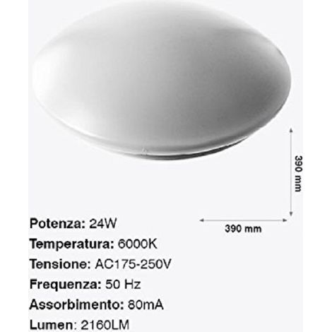 TRADE SHOP - Plafoniera Da Soffitto Faretto Led 24w Tondo Rotondo Pannello 2160lm 39cm Design Moderno -