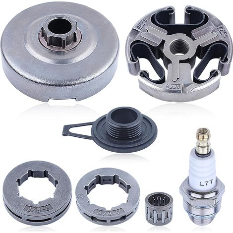 Embrayage et Jante de pignon Tambour d'embrayage Kit pour Husqvarna 362 365 371 372 XP Pièces de rechange avec Vis sans fin, Roulement d'embrayage 503 93 24-71