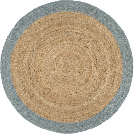 Alfombra hecha a mano de yute con borde verde oliva 240 cm vidaXL