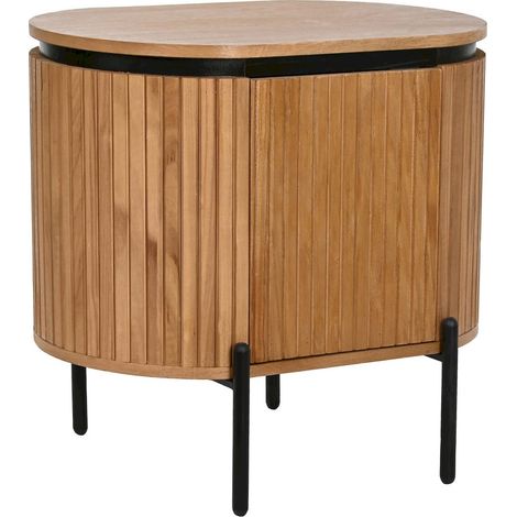 Table de chevet chic en bois naturel et métal élégant - Teinte naturelle de paulownia et métal noir (1/5)