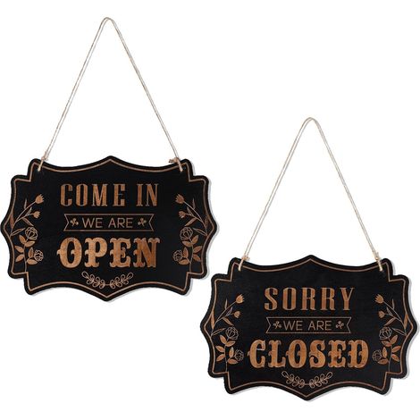 Panneau Ouvert Fermé, 30x20cm Come In We Are Open Sorry We Are Closed Panneau Suspendu en Bois avec Corde pour Commerce Magasin Boutique Détail Restaurant Utilisation Intérieur/Extérieur (1/5)