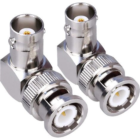 2 Pack BNC mâle vers BNC femelle adaptateur coudé 90 degrés RF adaptateur coaxial pour caméras de sécurité/câble d'extension connecteur BNC à angle droit (1/5)