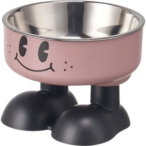 Gamelle haute pour animaux de compagnie INF Cartoon Pet : PP + acier inoxydable, 14 x 14 x 10,5 cm, 1 pièce (1/4)