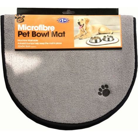 Venteo - Tapis microfibre chiens et chats - Tapis de nourriture anti-dérapant - Noir ou Gris - Adulte (1/4)