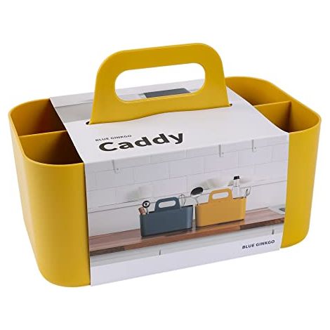 Organisateur Empilable – Caddy Portable Fabriqué en Corée pour Salle de Bain, Bureau, Loisirs Créatifs ou Fournitures Scolaires (Rectangulaire, Jaune)