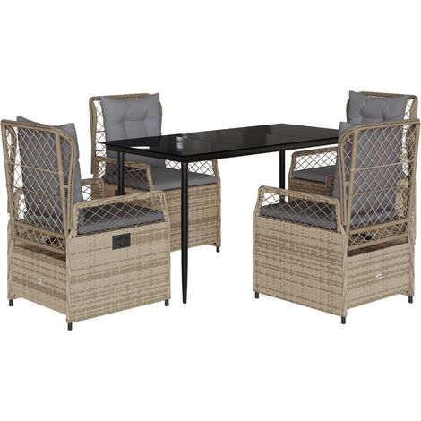 Maison Exclusive - Set da Pranzo da Giardino 5 pz con Cuscini Beige in Polyrattan (1/5)