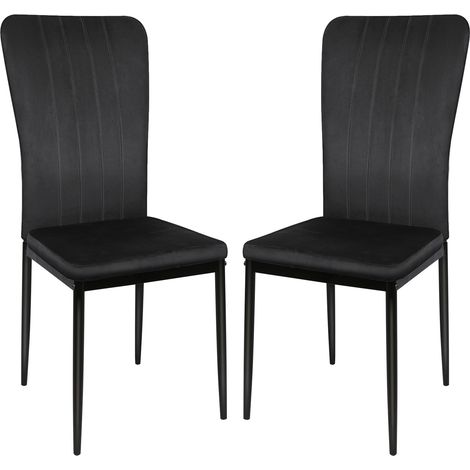 Lot de 2 chaises  velours noir pieds métal noir, pour La Vanité De La Chambre De Cuisine (1/5)