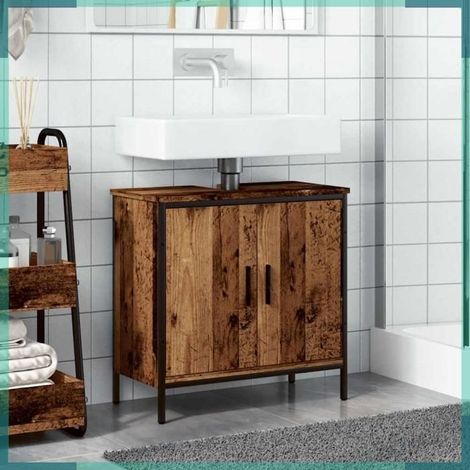 857698 Armoire lavabo vieux bois 60x30x60 cm bois d'ingénierie (1/5)