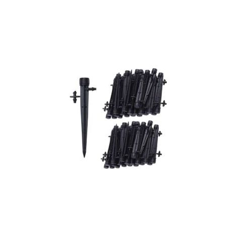 100 Stück Tropfbewässerungs-Emitter, 360°-8-Loch-Wasserdurchfluss-Emitter für 1/4"-Schläuche (4–7 mm), für Garten-Tropfbewässerungssysteme, Schwarz – Crezuo