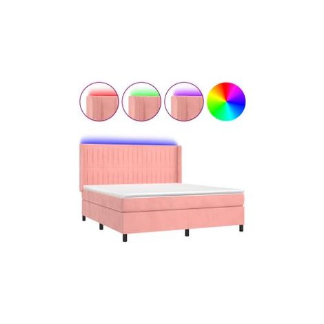 Sommier à lattes de lit matelas et LED Rose 160x200 Velours (1/5)