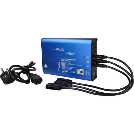 vhbw caricabatterie da 3 compatibile con DJI Mavic Pro batterie di droni e multicotteri, telecomando, smartphone per drone (caricatore multiplo 5-in-1)