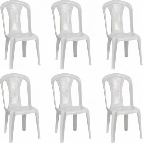 Set 6 Sedie Azalea Design Moderno Plastica Bianca Giardino Casa Azalea