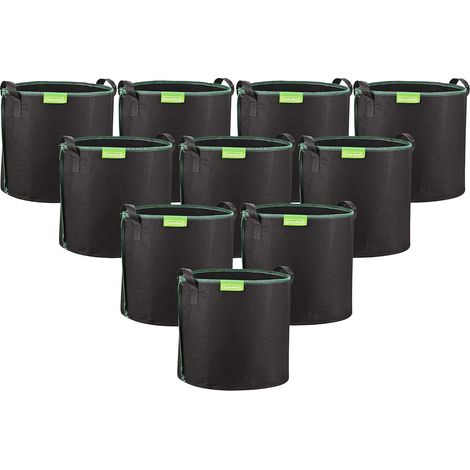 Pflanzsäcke – 10er-Pack – Vliesstoff – 30 l – luftdurchlässig – für Garten und Balkon – Schwarz und Grün (1/5)