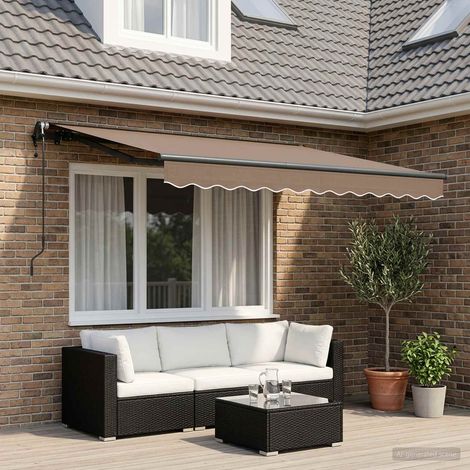 Store Banne Rétractable pour Terrasse et Jardin en Aluminium et Tissu Taupe 4 x 2 m - PANGIVO (1/5)