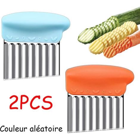 HONORNIC - Coupe-Frites,Trancheuse à Frites,Couteau à Vagues,Coupe légumes ondulé,Couteau de Tranches Pomme de Terre,pour Carottes,Concombres
