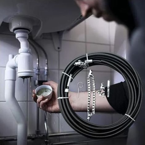 Machine de nettoyage canalisation électrique avec perceuse 3 mètres et extension, siphon plomberie, furet à ressort, outils pour détartrer les chaudières, chaîne forage flexible efficace Noir M (1/5)