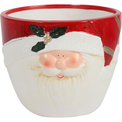 Coperchio in ceramica rosso natalizio con Babbo Natale, 15 cm (1/4)