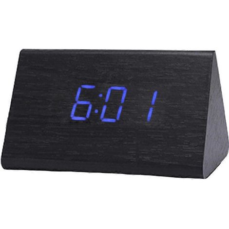 Réveil-thermomètre moderne triangulaire en bois avec LED (lot de 2) (1/5)