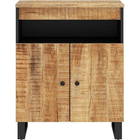 Buffet de Salle à Manger en Bois Massif de Manguier, Meuble de Rangement 2 Portes, Dimensions 60x33x75 cm (1/5)