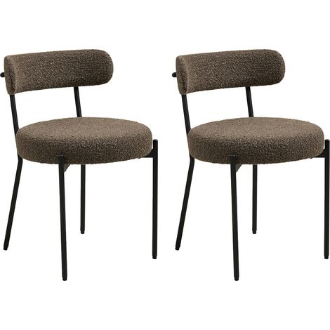 Ivanec - lot de 2 chaises - en tissu bouclette - marron
