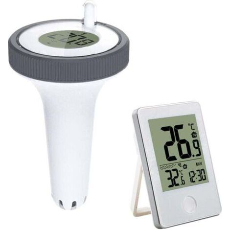 QORVA-Thermomètre de piscine flottant sans fil, thermomètre de piscine numérique connecté avec récepteur radio LCD, portée jusqu'à 60 m, pour extérieur/intérieur, aquarium, spa, bassin XXW