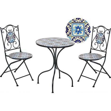 Bistro Set klappbar AGGIUS Metall Blau (1/5)