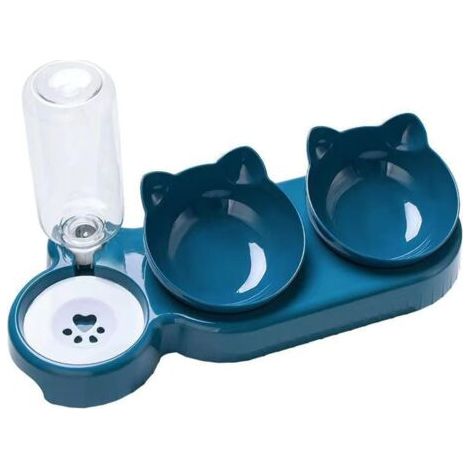 BUNTHAUS Ensemble de gamelles 3 en 1 pour chat, amovibles, inclinées à 15 °, pour aliments humides et secs, gamelles pour animaux de compagnie pour boire, chiots, chatons, fournitures pour animaux de (1/5)