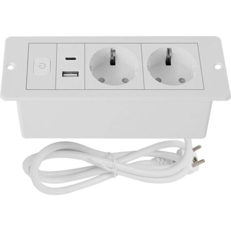 3-in-1-USB-Hub mit Überspannungsschutz und Kabel, ideal für Büros, Konferenztische, Arbeitsbereiche und Privathaushalte. [HK]